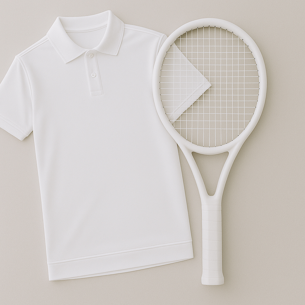 Tennis-Outfit-Bundle: Polo-Shirt + Tennisschläger